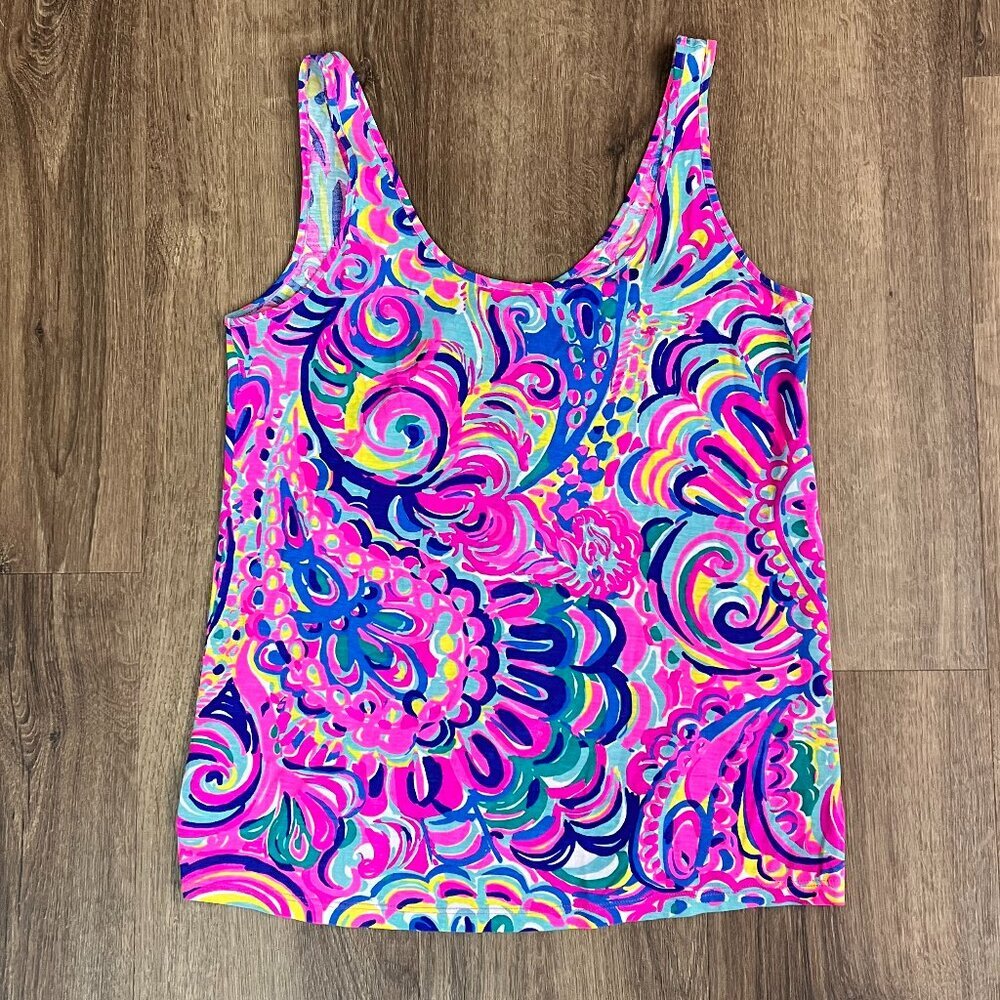 Lilly Pulitzer Kinsey Tank Top In Multi Psychedelic Sunshine Sz XXS - Picture 2 of 11
